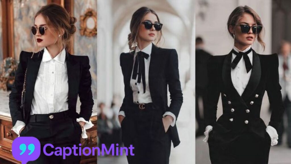 Stylish Girl Suit Captions